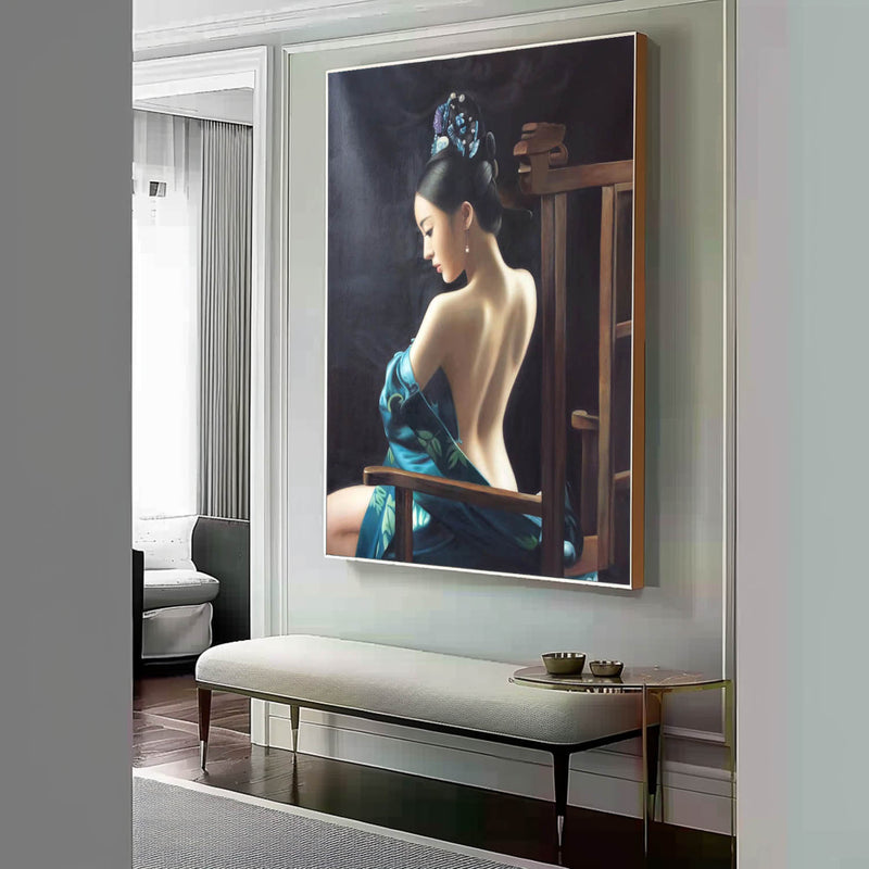 Large Realistic Beautiful Lady Portrait Art for Sale Bedroom Beauty Woman Canvas Wall Art Decoration