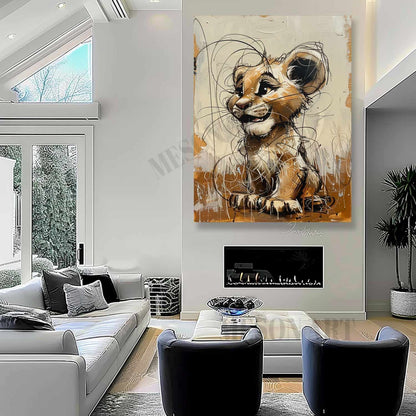Lion King Simba Painting Simba Graffiti Cartoon Canvas Wall Art Simba Graffiti Canvas Art for Sale