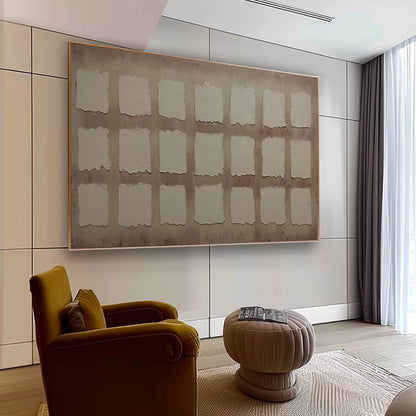 Large Brown Square Abstract Canvas Wall Art Brown Texture Painting Brown Minimalist Art for Sale