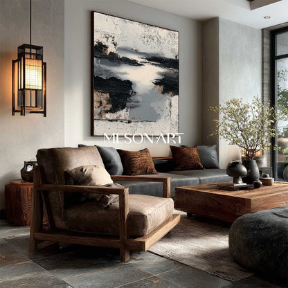 Wabi-Sabi Style Original Artwork 3D Textured Neutral Tones Painting