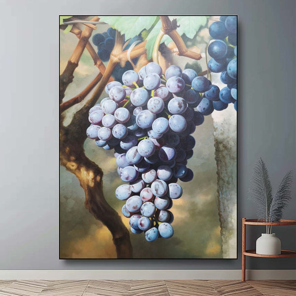 Grape Realistic Art Purple Grape Realistic Canvas Oil Painting Super Realistic Grape Art Grapes Wall Art