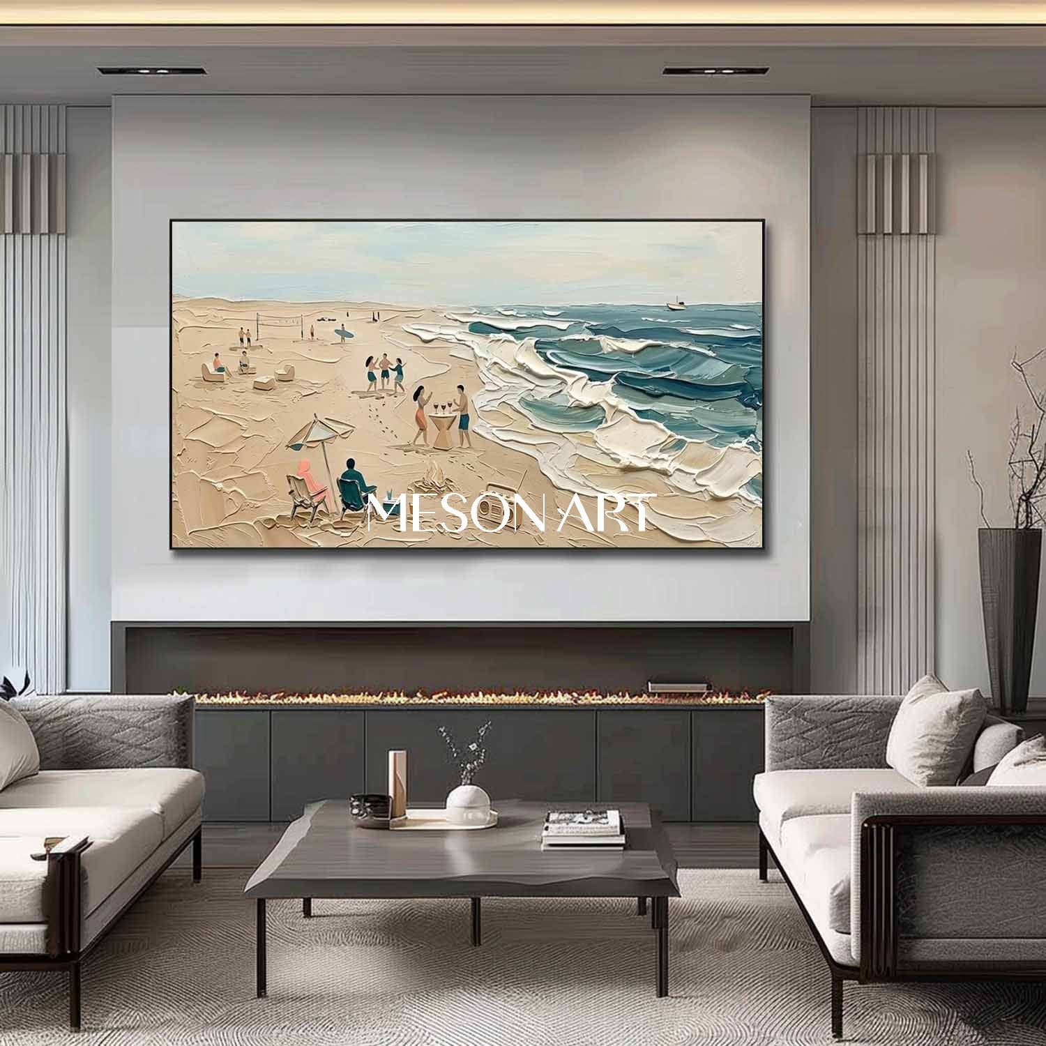 Beach Waves Impasto Painting Buy Modern 3D Landscape Art Shop Online