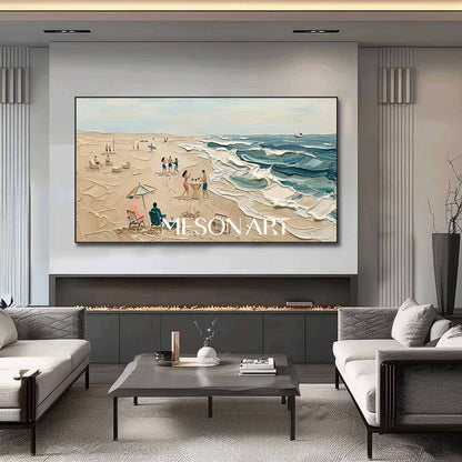 Beach Waves Impasto Painting Buy Modern 3D Landscape Art Shop Online