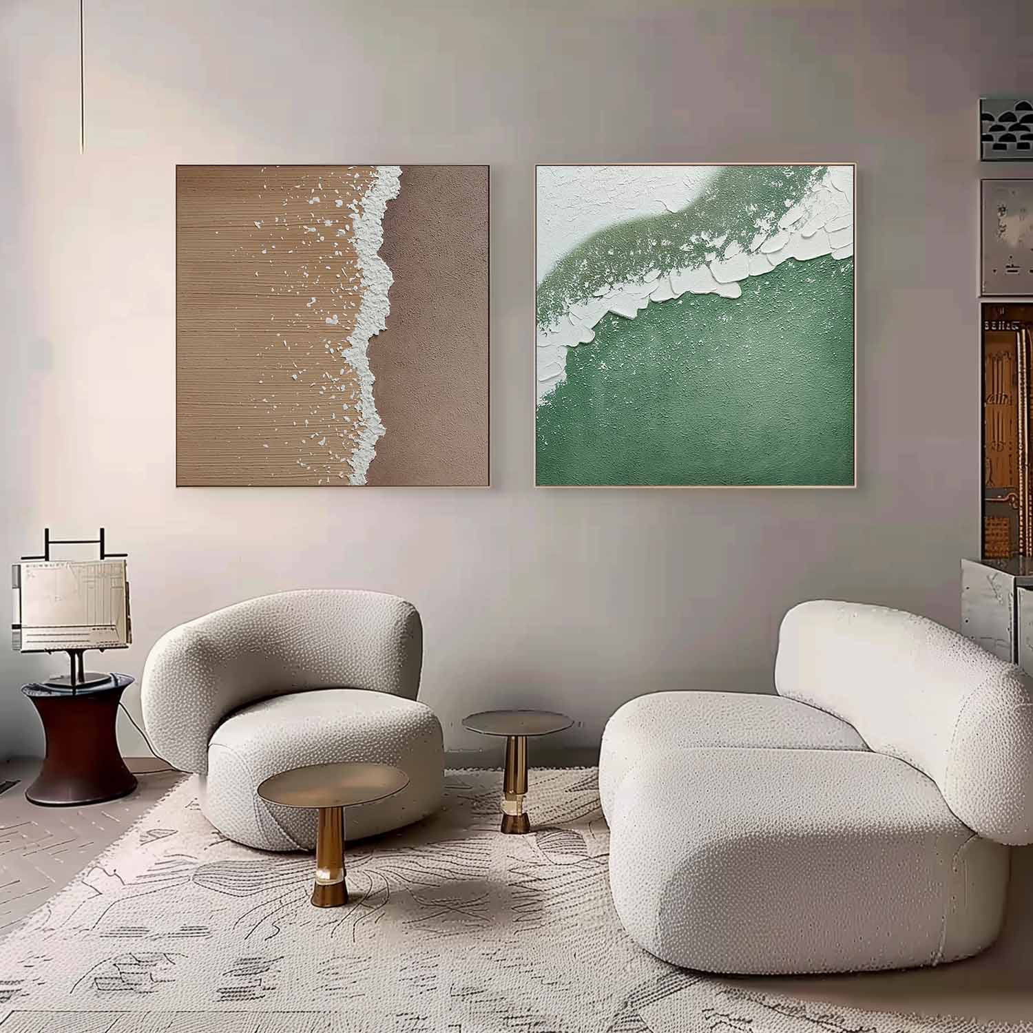 Beach Abstract Large Coastal Beach Abstract Art Set of 2 Beach Texture Paintings ...
