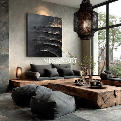 Shop Big Custom Abstract Textured Black Canvas Modern Art for Bedroom