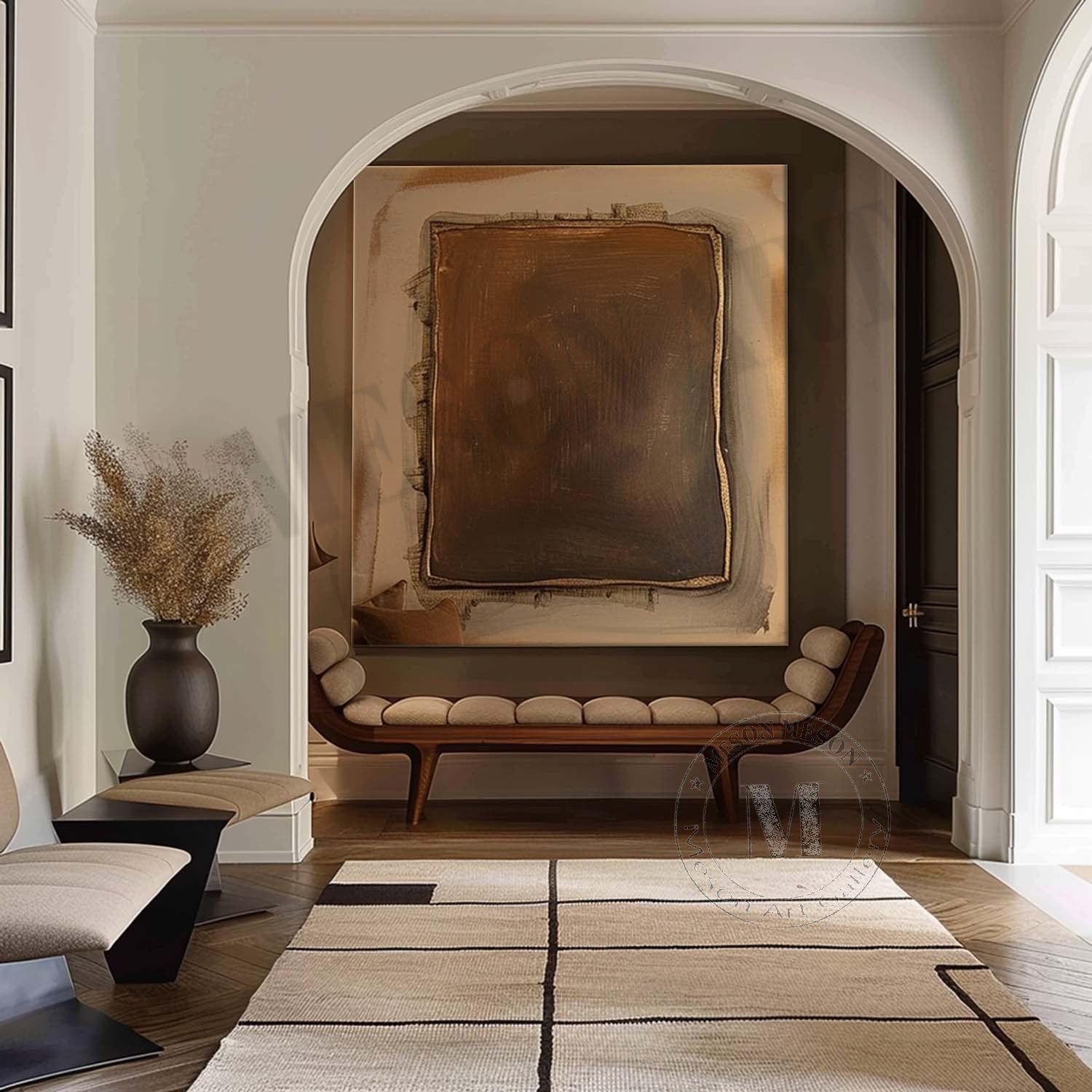 3D Wabi Sabi Wall Decor Brown and Gold Minimalist Abstract Art Canvas for Sale Brown and Gold Textured Painting
