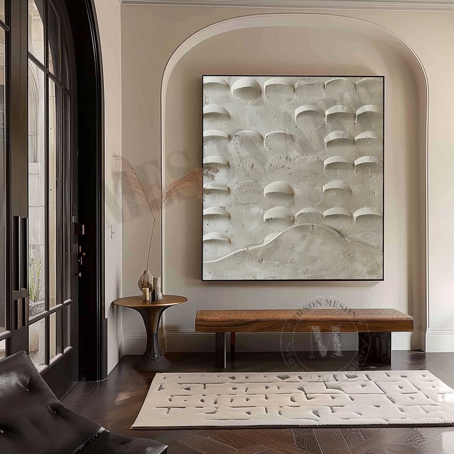 3D Beige Plaster Texture Canvas Art for Sale Beige Plaster Minimalist Abstract Canvas Wall Painting