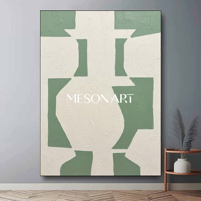 Abstract Sage Green Textured Canvas Wall Art | 3D Minimalist Painting