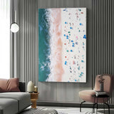 White Beach Wall Art White Coast Theme Oil Painting Wave Beach Abstract Canvas Texture Wall Art