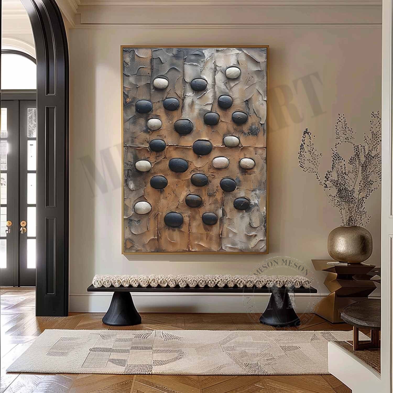 Large 3D Wabi Sabi Abstract Art Black and White Abstract Art for Sale Black and White Canvas Wall Art