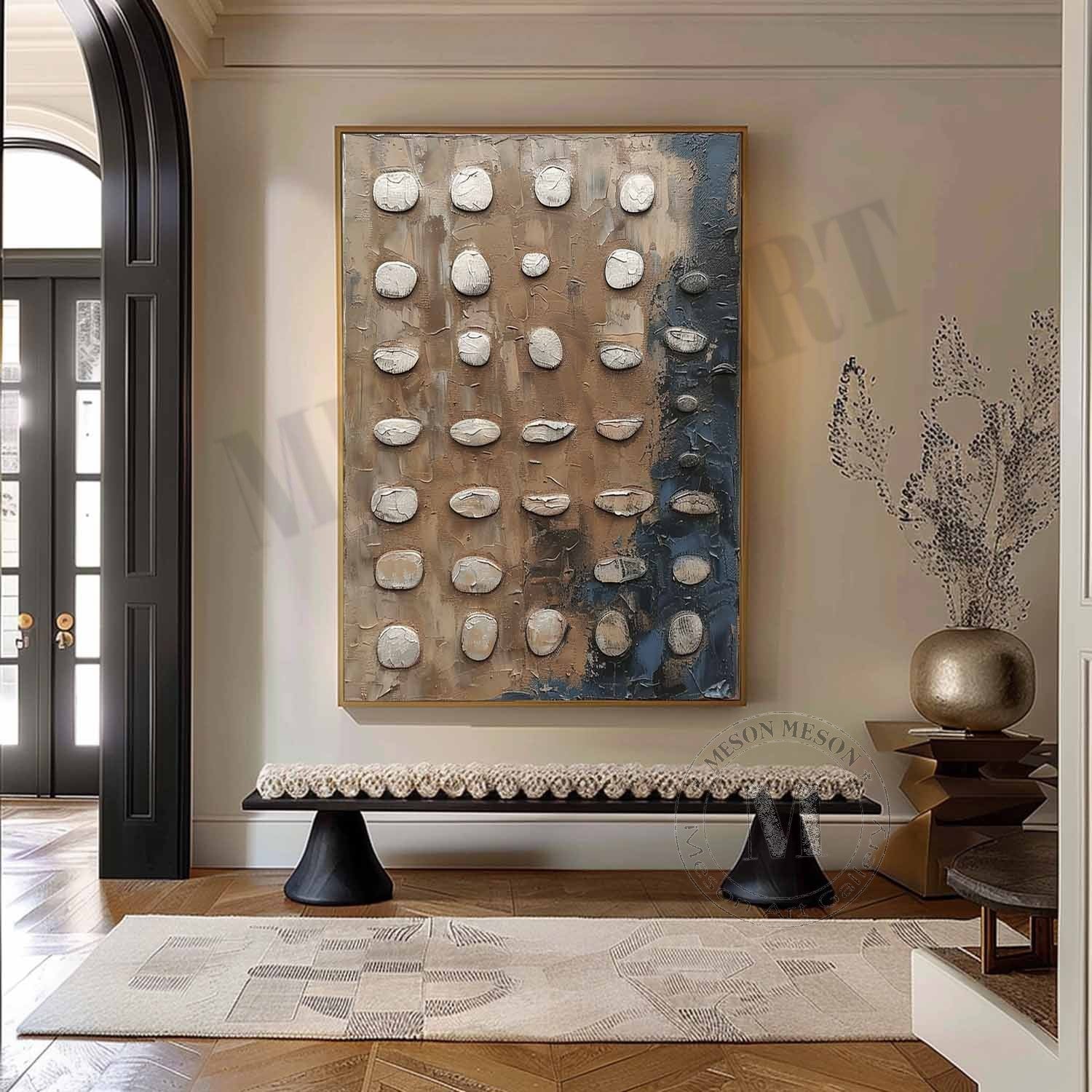 Large 3D Green and White Textured Painting Wabi-Sabi Art Green and White Abstract Art for Sale