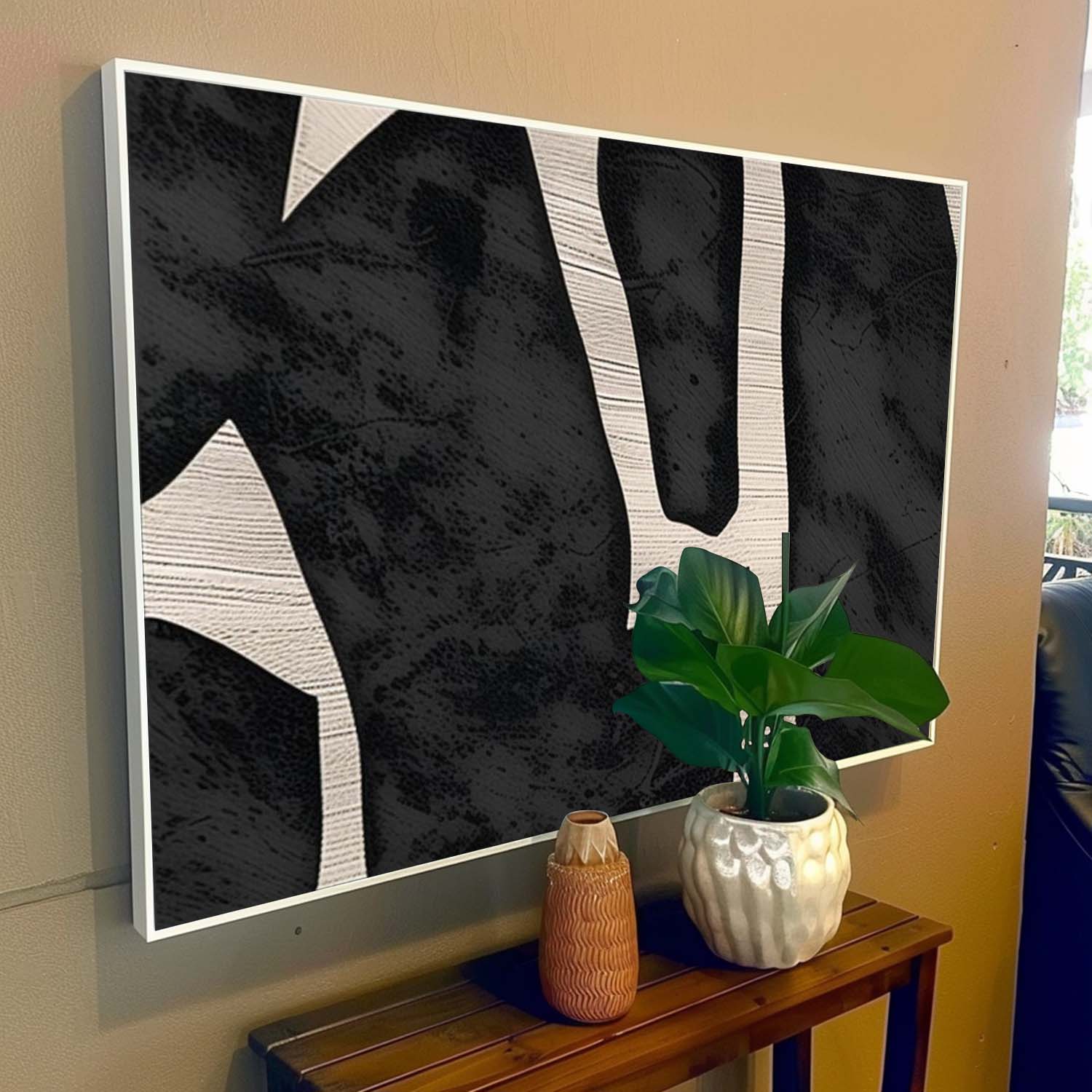 Black and White Abstract Art for Sale Large Black and White Wall Painting Black and White Minimalist Oil Painting