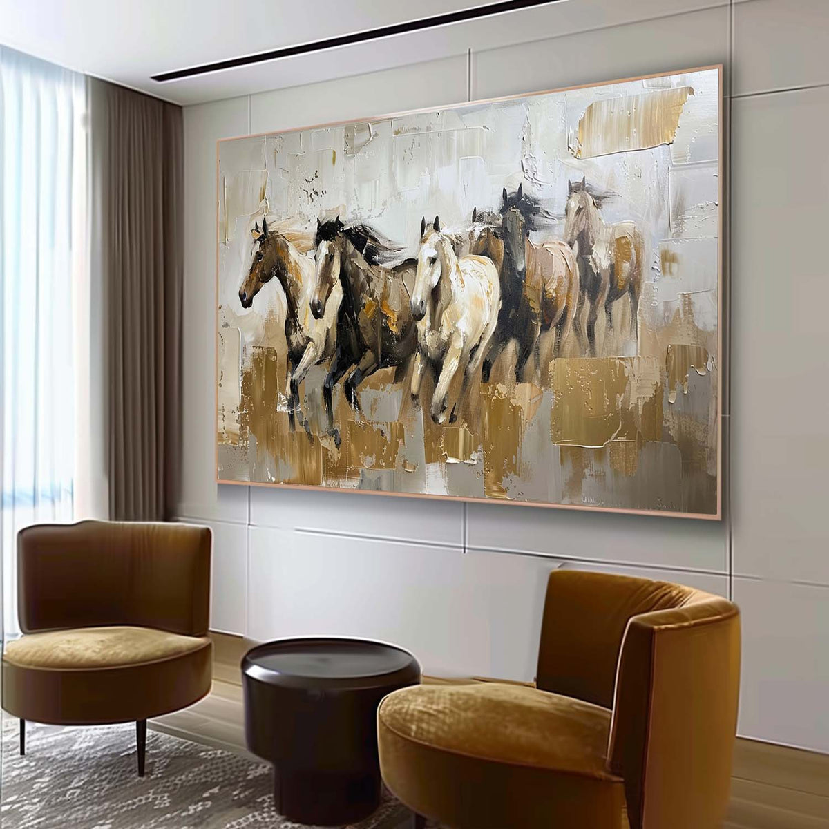 Large Horses Running on the Grassland Living Room Wall Decor Art Horses ...