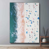 White Beach Wall Art White Coast Theme Oil Painting Wave Beach Abstract Canvas Texture Wall Art