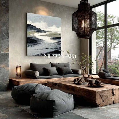 Minimalist Abstract Wall Art Hand-Painted Textured Canvas Living Room