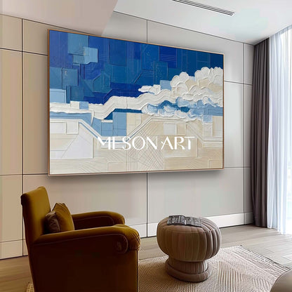 Buy Framed Abstract For Office Hand Painted 3D Home Decor Tech Inspired Textured Painting