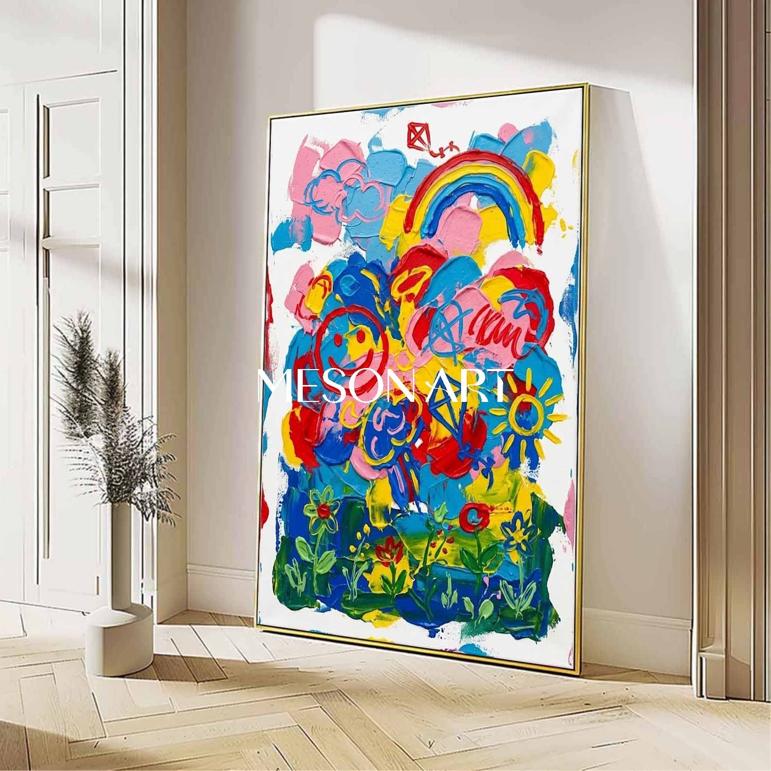 Original Rainbow Wall Art Modern Pop Art Canvas Painting Colorful Contemporary Artwork