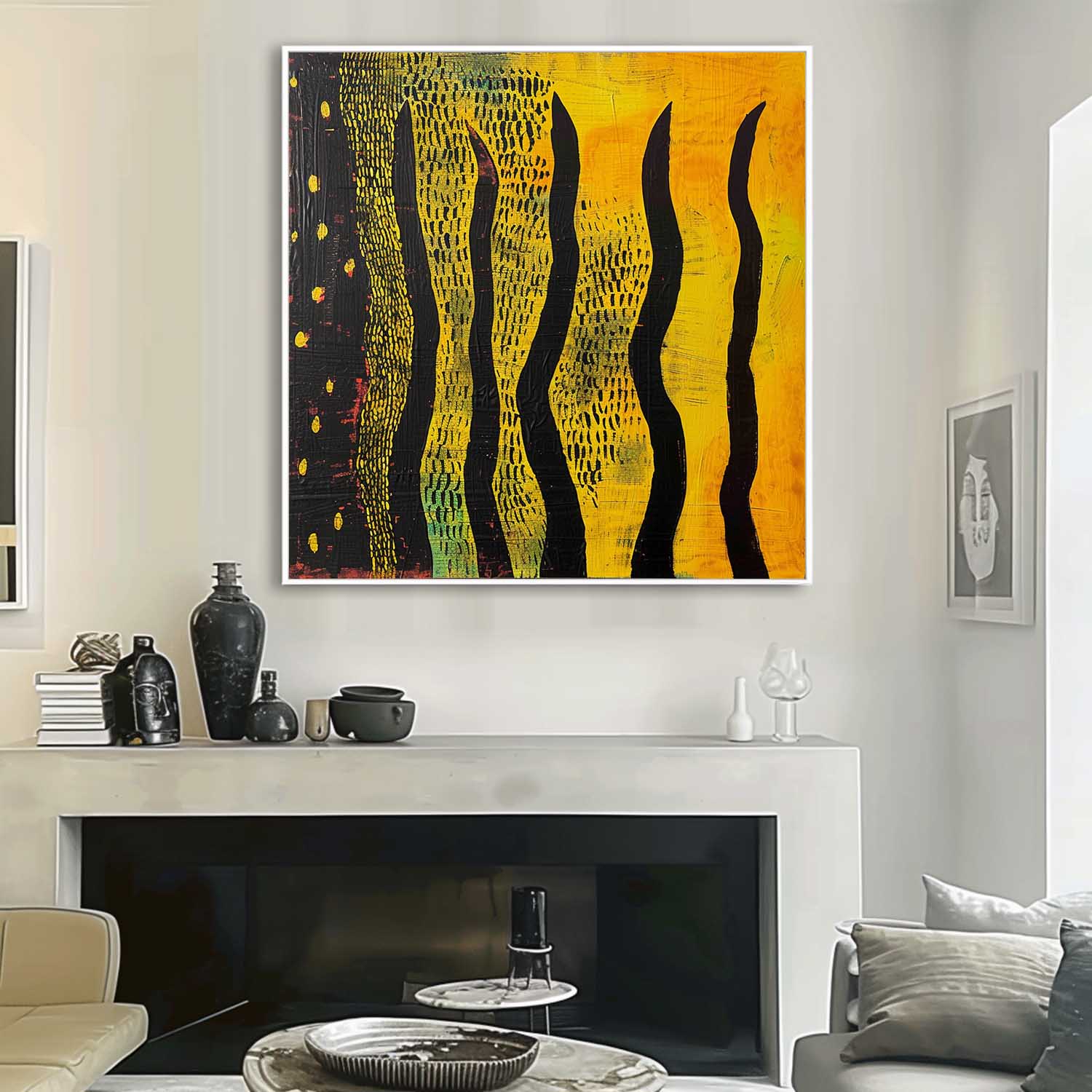 Gold and Black Abstract Art for Sale Wabi Sabi Art Gold and Black Minimalist Oil Painting on Canvas