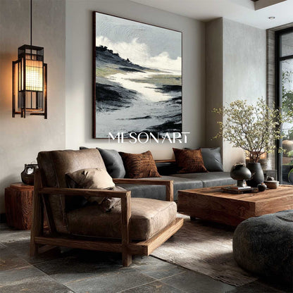 Minimalist Abstract Wall Art Hand-Painted Textured Canvas Living Room