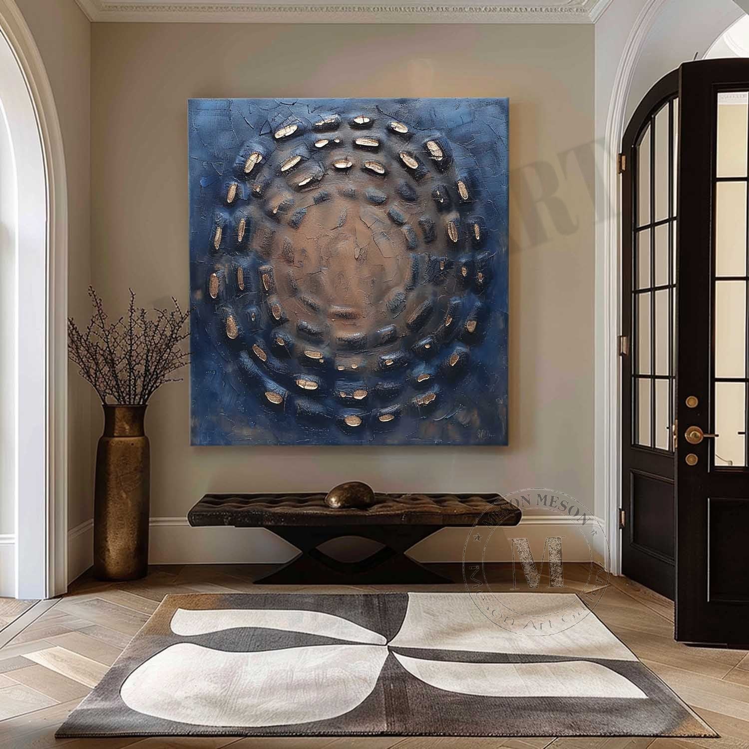 Large 3D Blue Abstract Canvas Art for Sale Wabi Sabi Abstract Art Blue Canvas Wall Painting