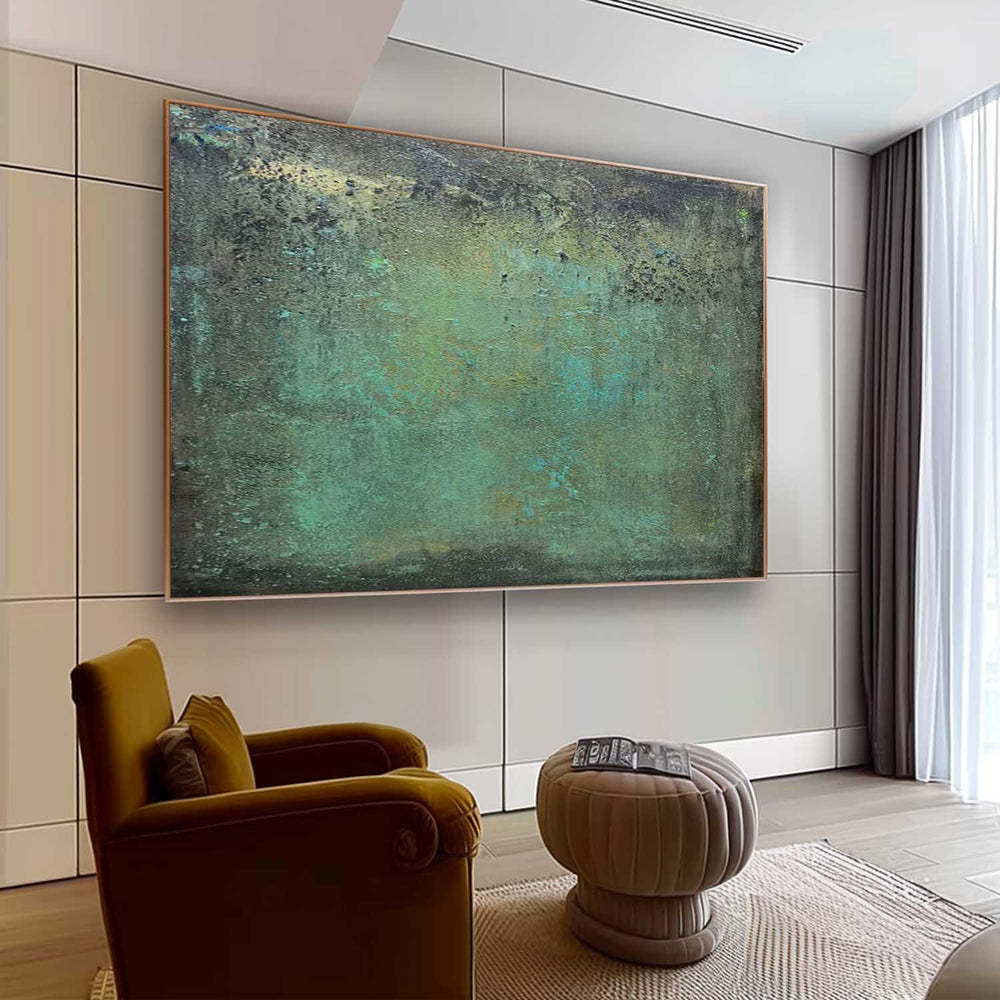 Large Green Textured Abstract Canvas Wall Art Green Minimalist Textured ...
