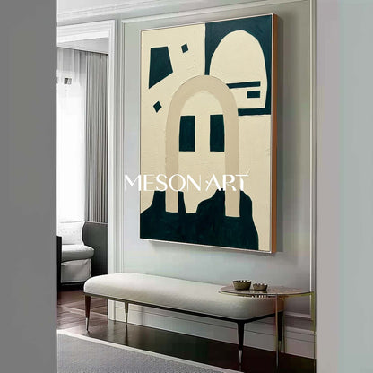 Geometric Wabi Sabi Interior Art Deep Teal Geometric Arch Art Minimalist Mid Century Artwork