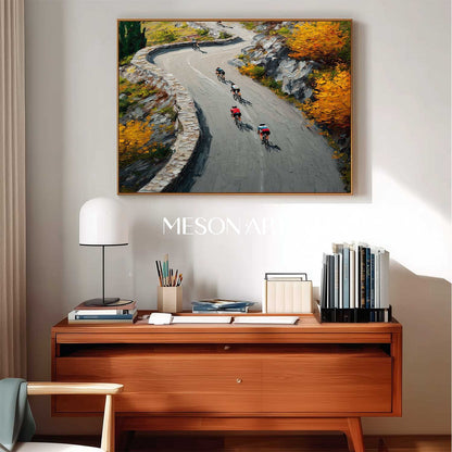 Autumn Landscape Modern Cycling Scene Original Artwork Living Room