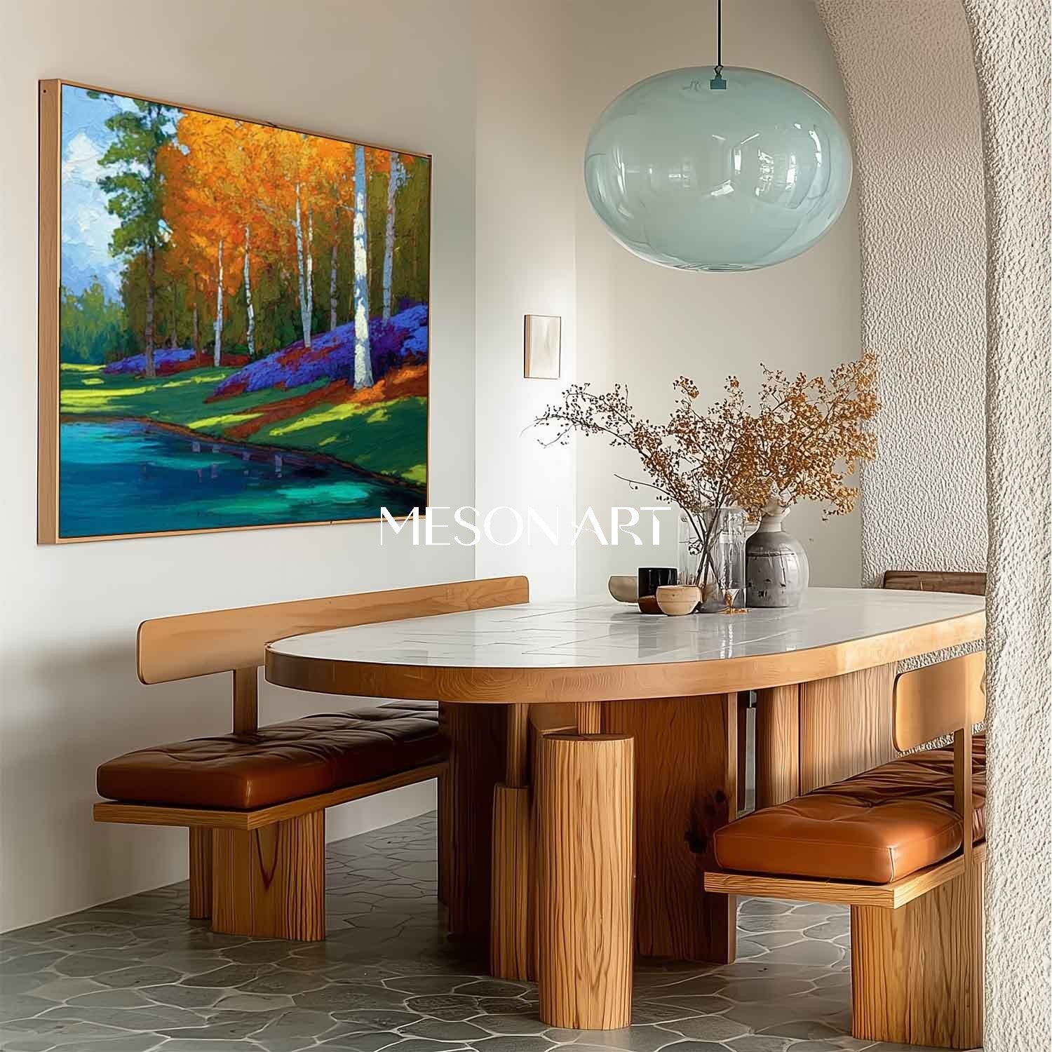 Colorful Autumn Canvas Nature Scene Art Txtured Canvas Living Room