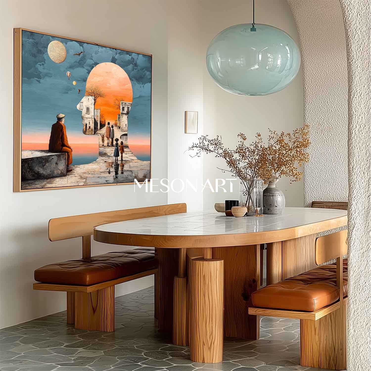 Orange Surrealist Art Memory Headscape Oil Painting Oversized Bedroom