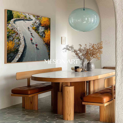 Autumn Landscape Modern Cycling Scene Original Artwork Living Room