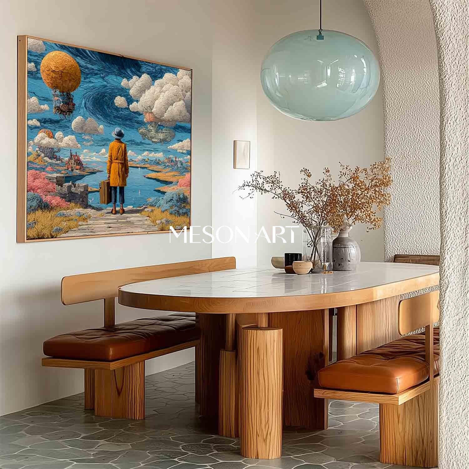 Voyager's Horizon Surreal Art Handmade Painting Living Room Wall