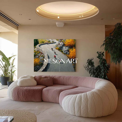 Autumn Landscape Modern Cycling Scene Original Artwork Living Room