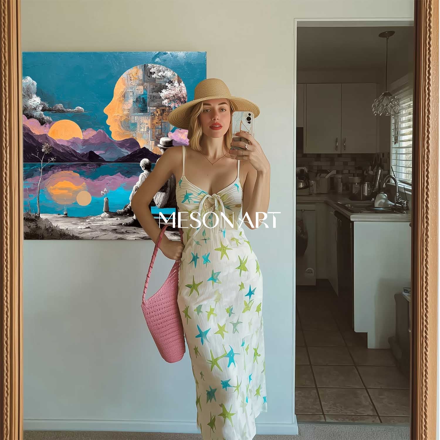 Mindscapes of Time Surrealist Art Textured Framed Canvas Wall Decor