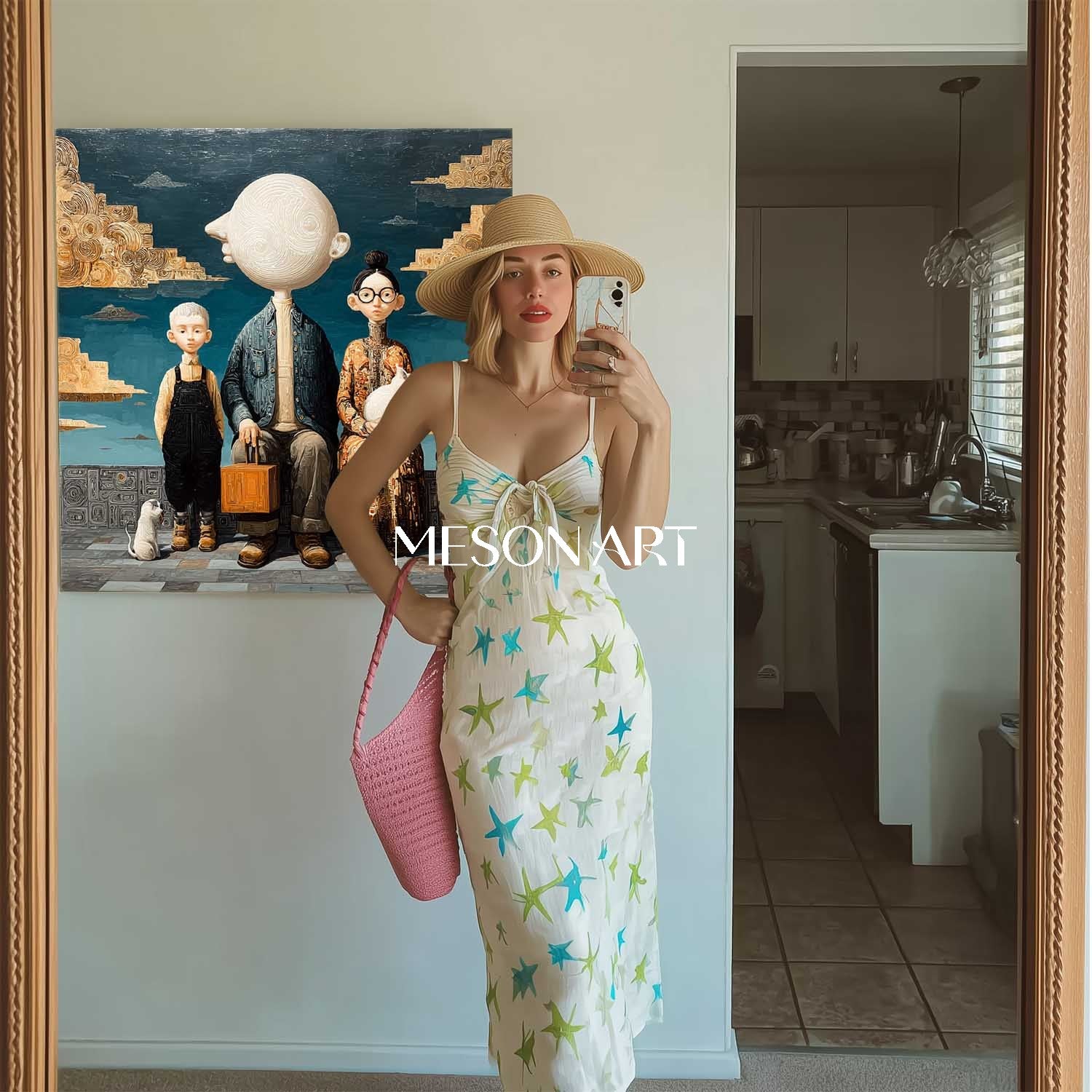 Blue Sky Surrealist Contemporary Acrylic Painting Office Wall Art On Sale