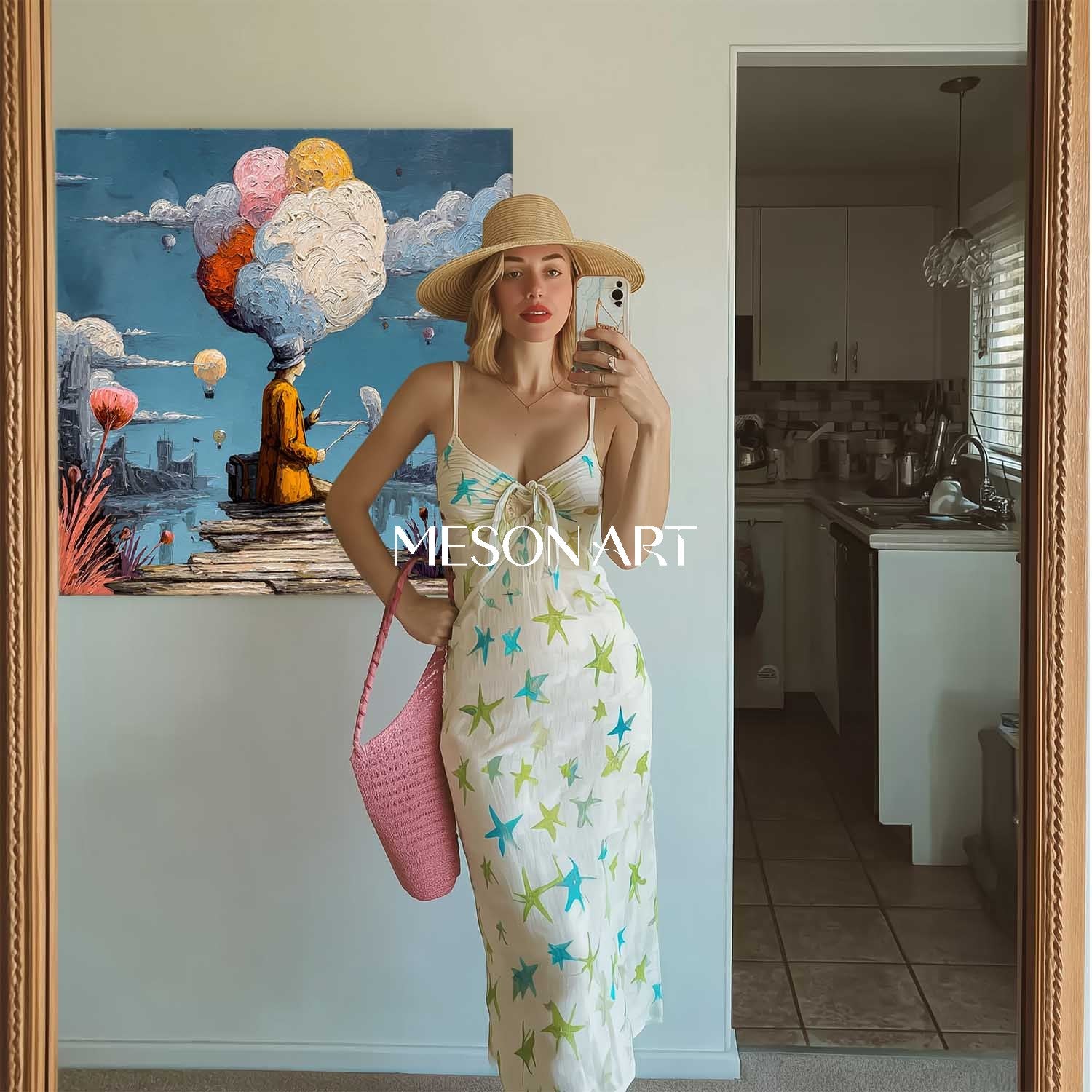 Thought Cloud Painter Surreal Art Custom Entryway Framed Wall Canvas