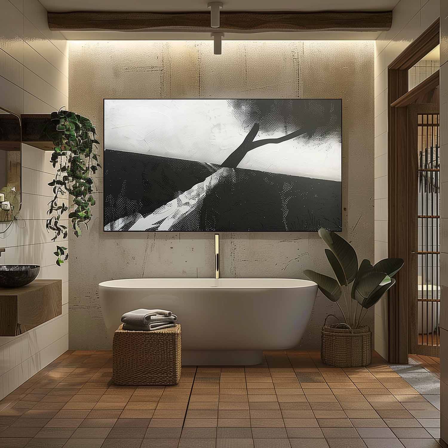 Extra Large Black and White Minimalist Abstract Art for Sale Black and White Abstract Canvas Wall Art Decor