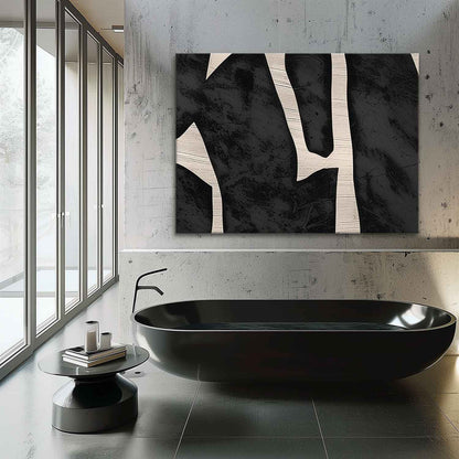 Black and White Abstract Art for Sale Large Black and White Wall Painting Black and White Minimalist Oil Painting