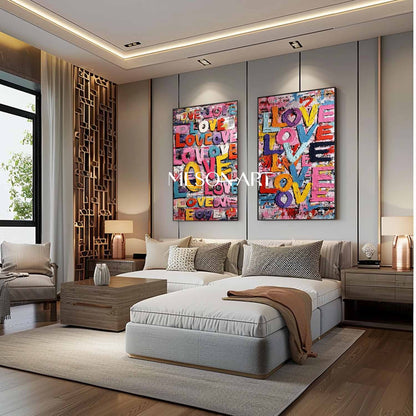 Large 2-piece LOVE wall art decoration New house decoration ideas Valentine's Day LOVE art gift