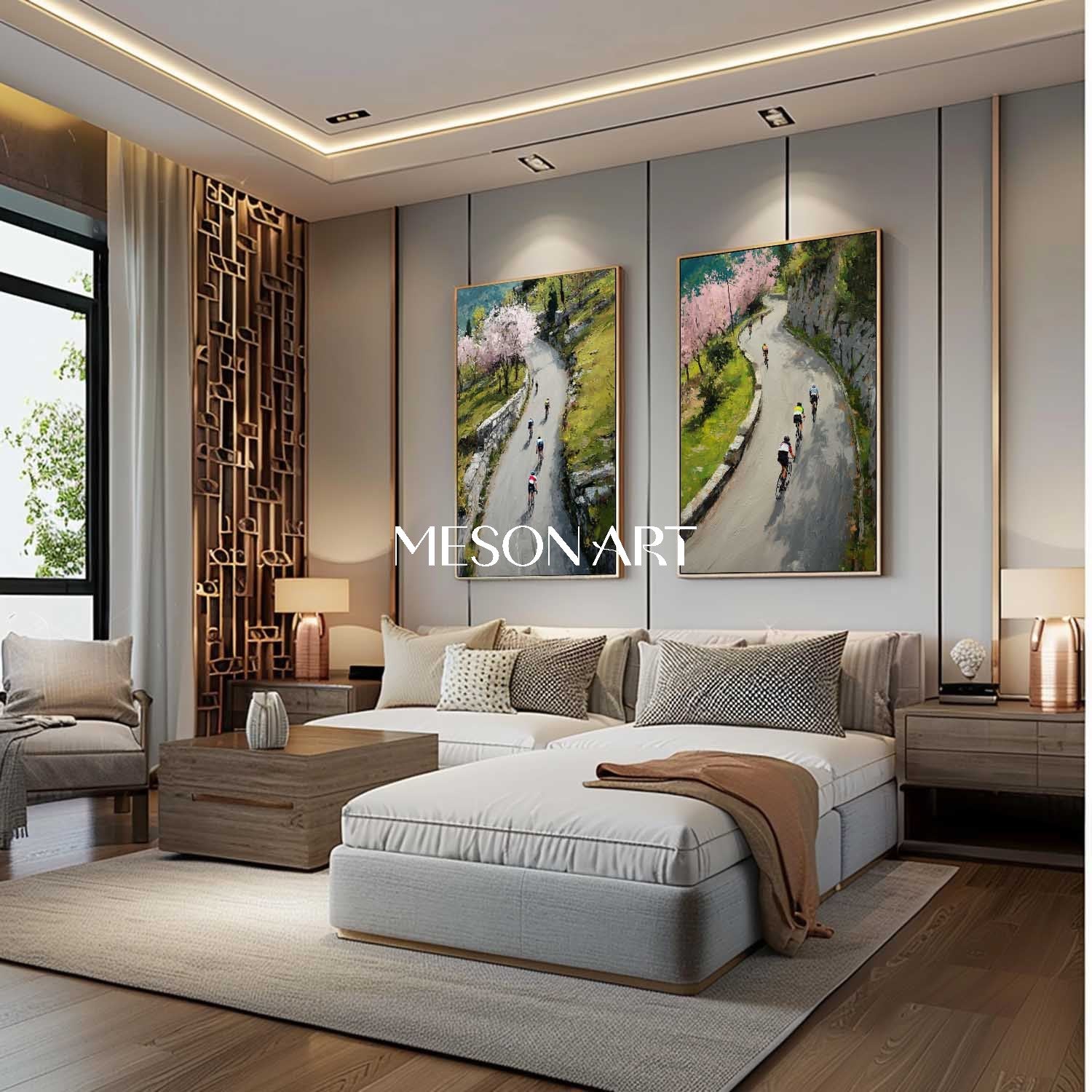 Spring Valley Bicycle Textured Painting 2 Piece Canvas Wall Art Decor