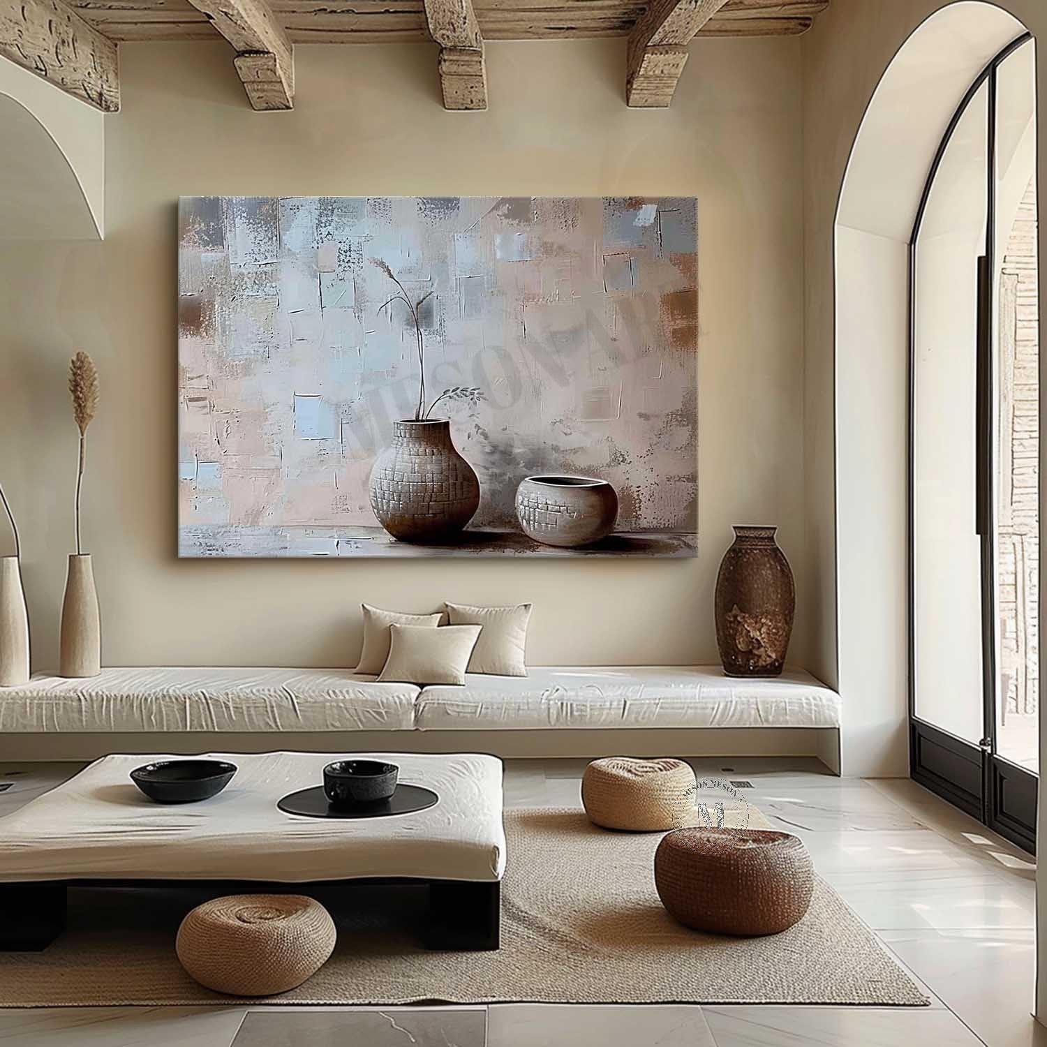 Large Ceramic Vase Art Ceramic Vase Still Life Paintings for Sale Grey Vase Canvas Wall Art Decor