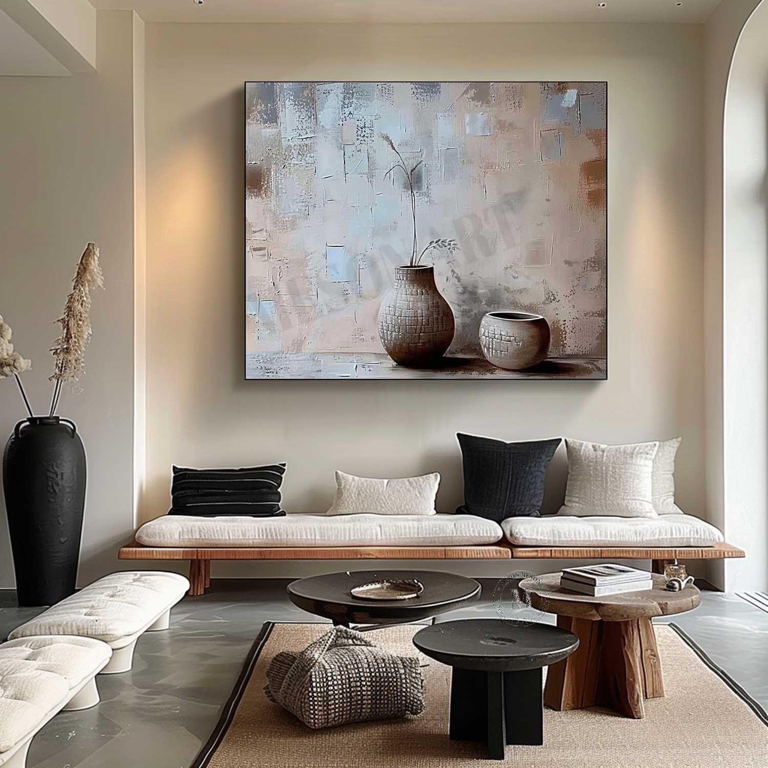 Large Ceramic Vase Art Ceramic Vase Still Life Paintings for Sale Grey Vase Canvas Wall Art Decor