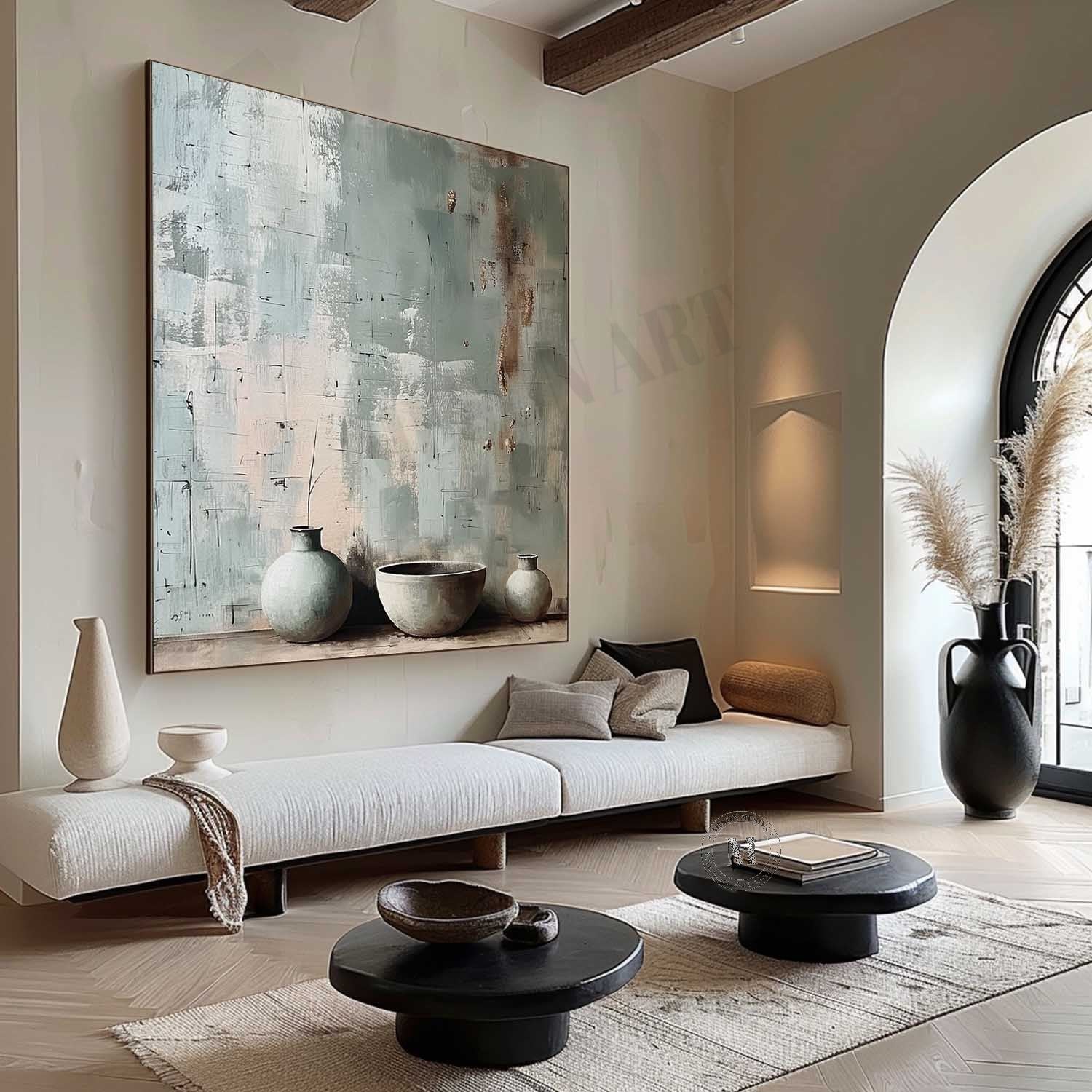 Gray Clay Pot Artwork for Sale Clay Pot Still Life Painting Gray Clay Pot Canvas Wall Art Decoration
