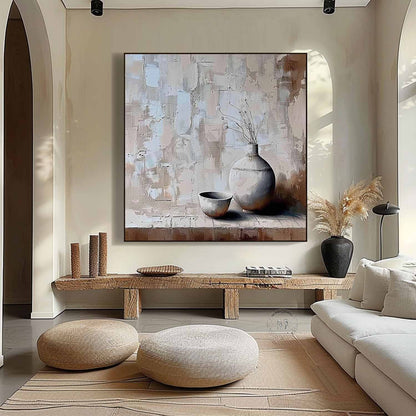 Gray Clay Pot Painting Gray Clay Pot Art Gray Clay Pot Canvas Wall Art for Sale
