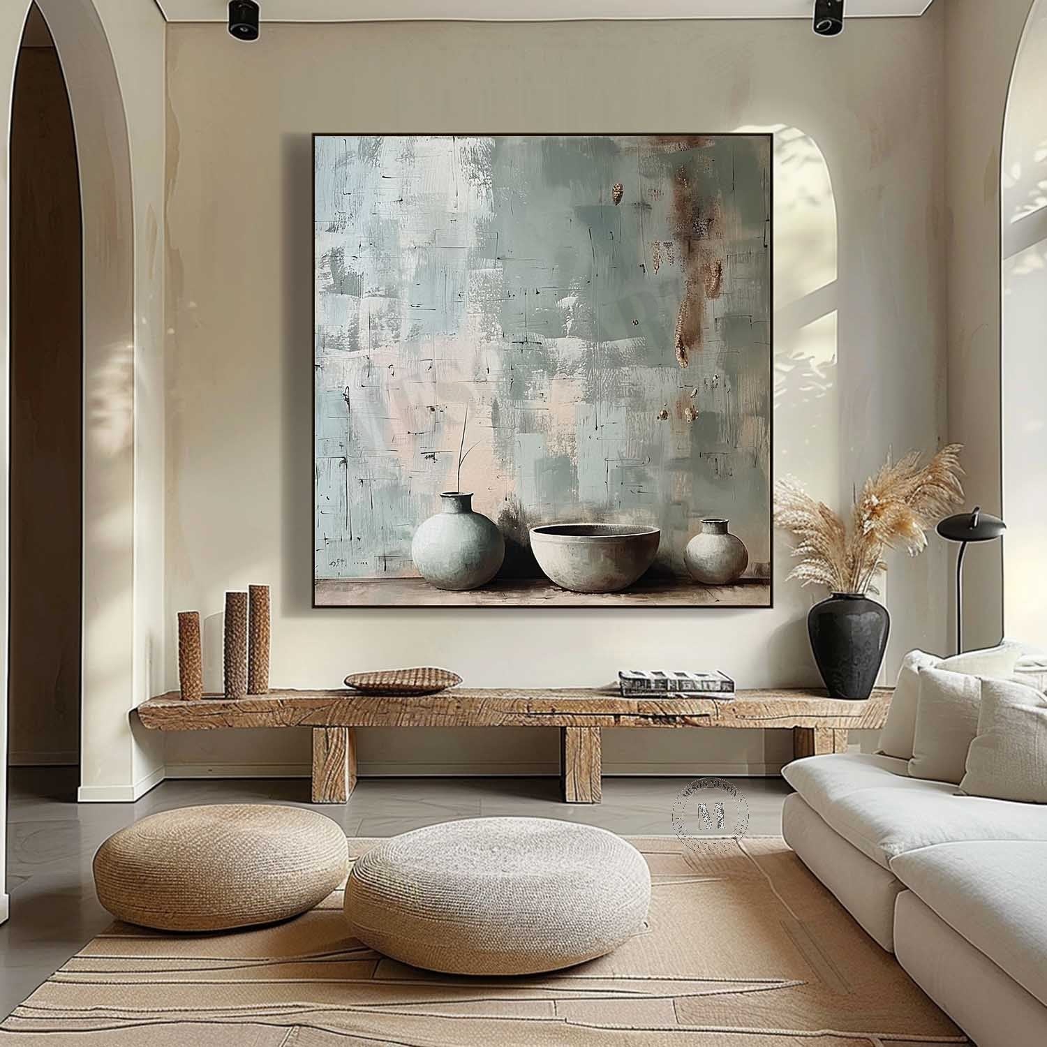 Gray Clay Pot Artwork for Sale Clay Pot Still Life Painting Gray Clay Pot Canvas Wall Art Decoration