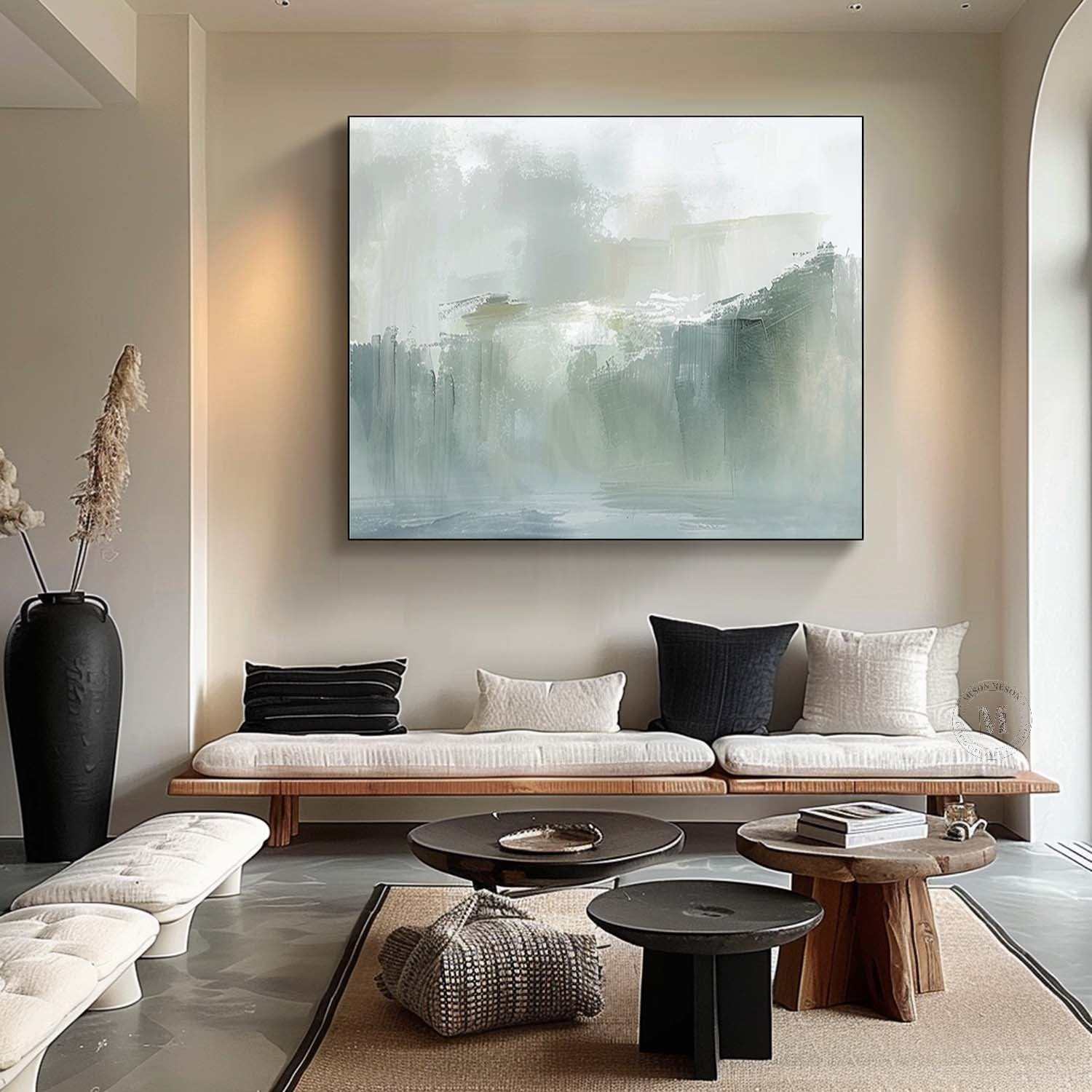 Large Light Green Abstract Art for Sale Light Green Minimalist Painting Light Green Abstract Wall Art