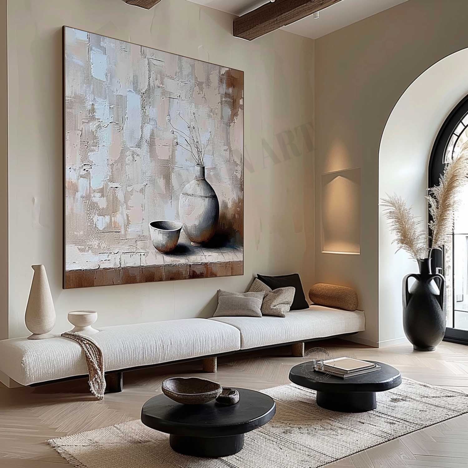Gray Clay Pot Painting Gray Clay Pot Art Gray Clay Pot Canvas Wall Art for Sale