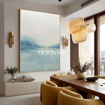 Light Gray Blue Abstract Art, Light Gray Blue Minimalist Abstract Canvas Wall Decoration