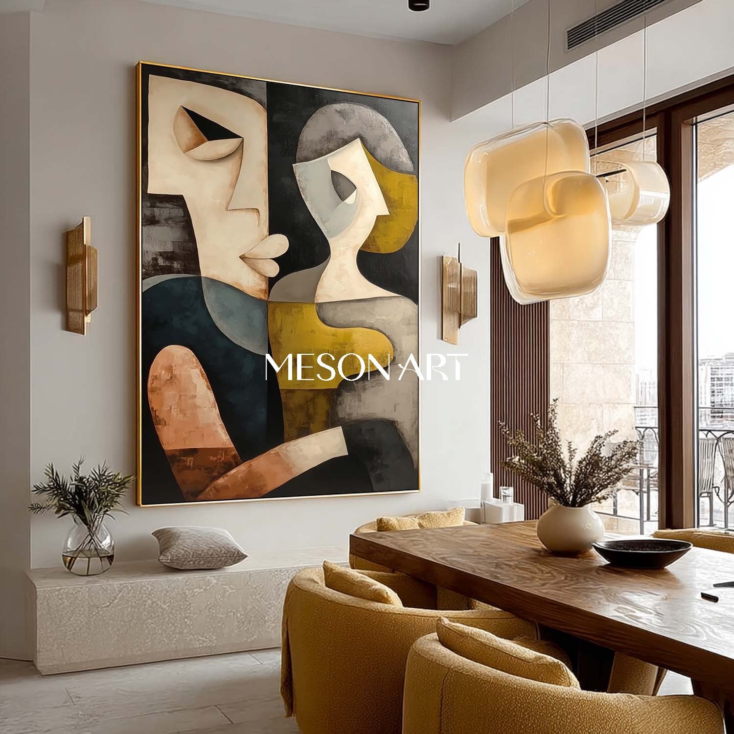 Contemporary Cubist Portrait Art Large Abstract Picasso Style Canvas