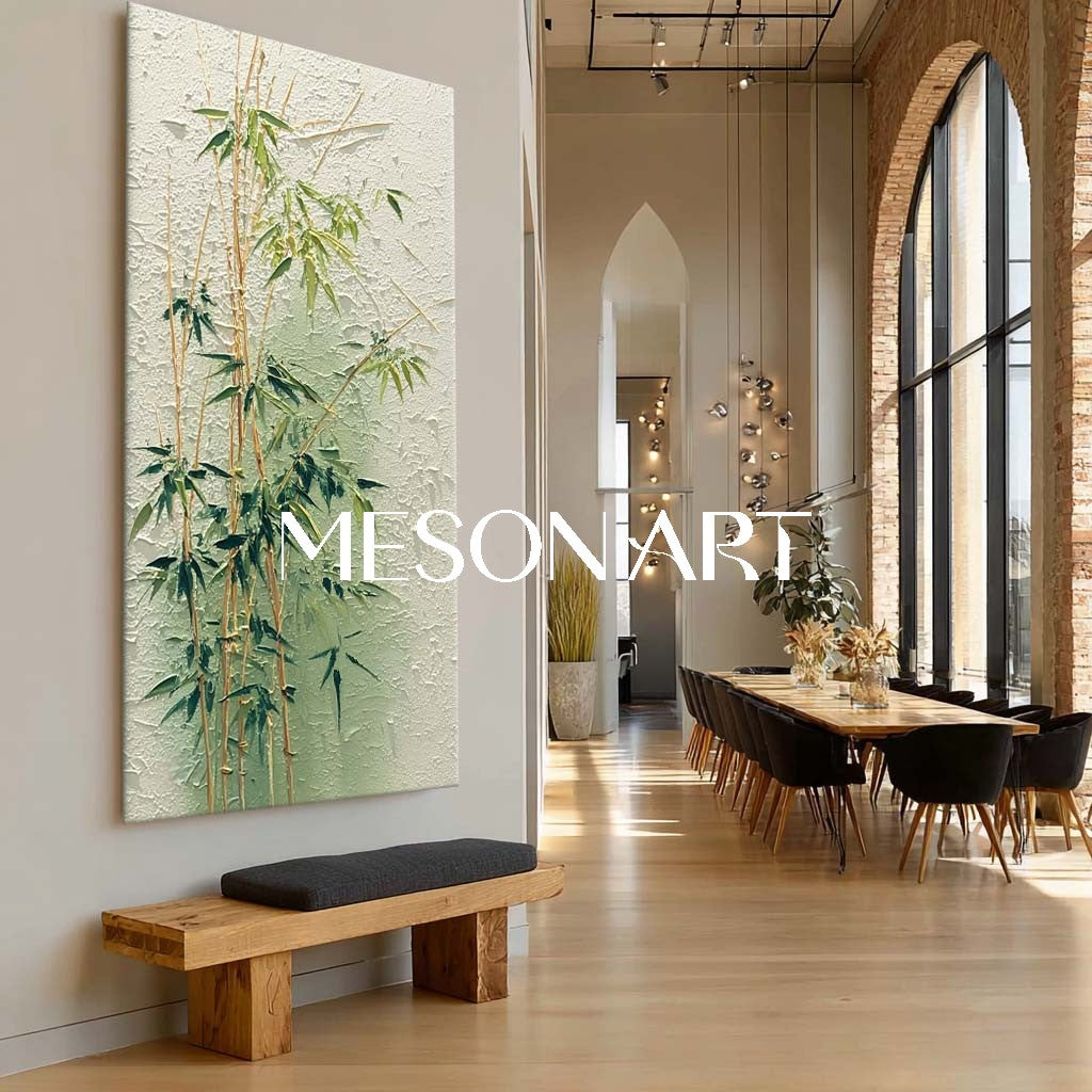 Japanese Wabi-Sabi Bamboo Painting for Entryway Decor | Mesonart Original
