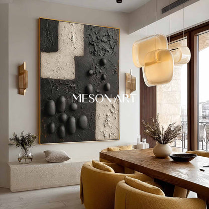 Large 3D Black Texture Wall Painting Black Abstract Canvas Art Black Abstract Art for Sale